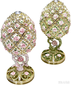 Handmade enamel-painted Russian egg jewelry box