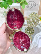 Handmade enamel-painted Russian egg jewelry box