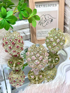 Handmade enamel-painted Russian egg jewelry box