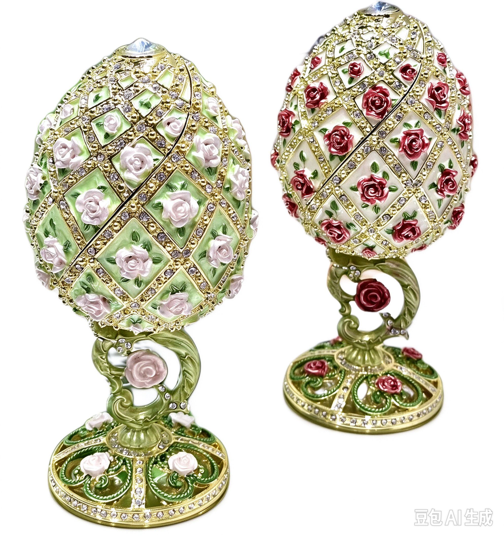 Handmade enamel-painted Russian egg jewelry box