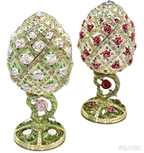 Handmade enamel-painted Russian egg jewelry box